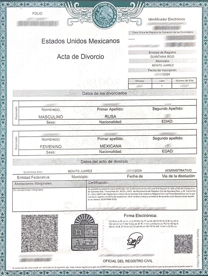 Acta de Divorcio Mexicano 1
