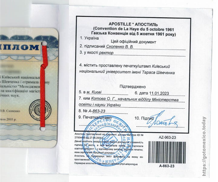 Апостиль на пластиковом дипломе