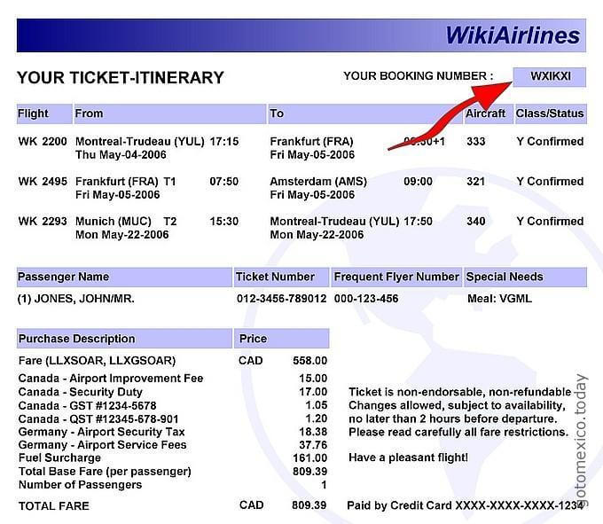 Booking Confirmation Number