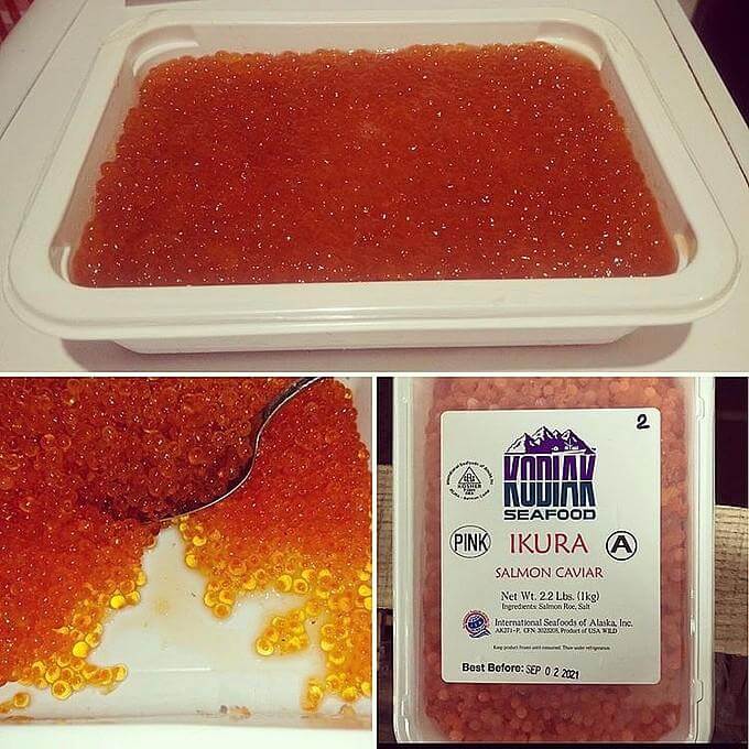 Salted salmon pink caviar