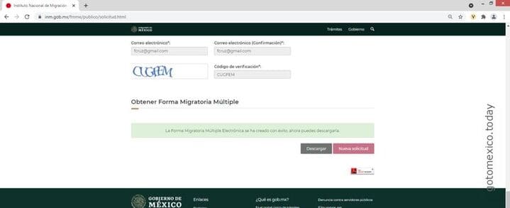 Миграционная форма Мексики FMM 7