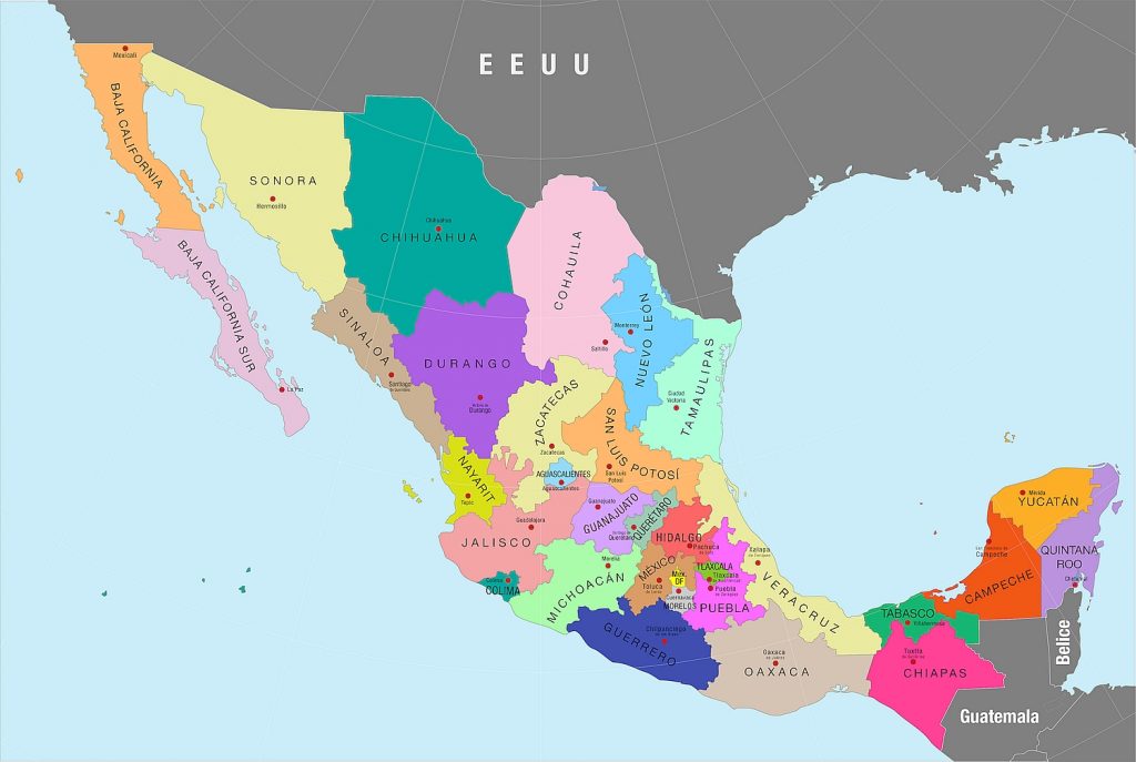 Mapa Estados de Mexico