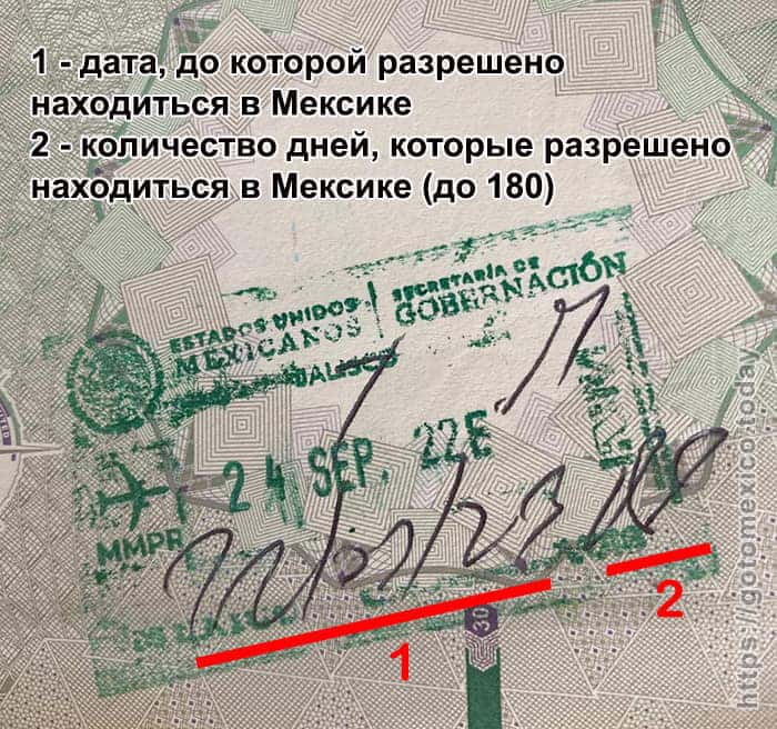Штамп в паспорте вместо FMM при въезде в Мексику