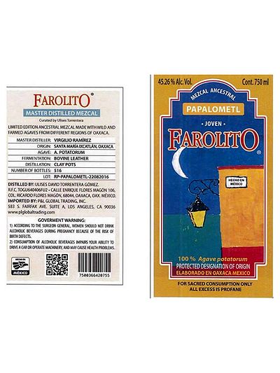 Мескаль Farolito Papalometl