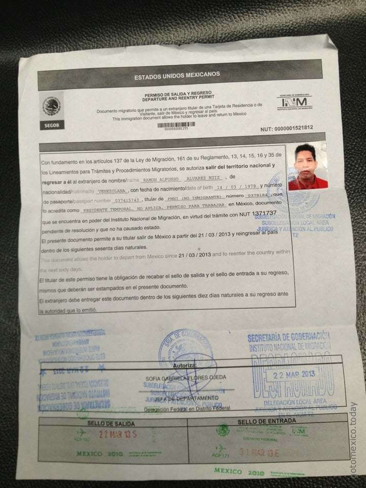 Permiso de salida y regreso, Mexico