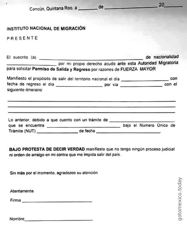 Permiso para salir y regresar a México
